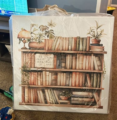 Custom bookshelf signature guestbook