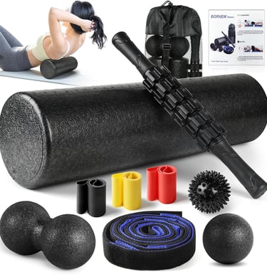 7 in1 Foam Roller Set for Deep Tissue Muscle Massager - High Density Back Roller, Muscle Roller Stic