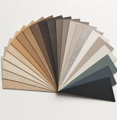 No lacquer door surface finish samples including melamine paper, PVC film and wood grain texture