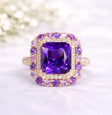 amethyst lilac sapphire diamond ring in 18k rose gold