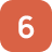 White number six icon inside a rounded orange square for numbering and lists.