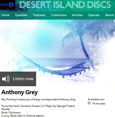 Desert Island Discs Anthony Grey 1969