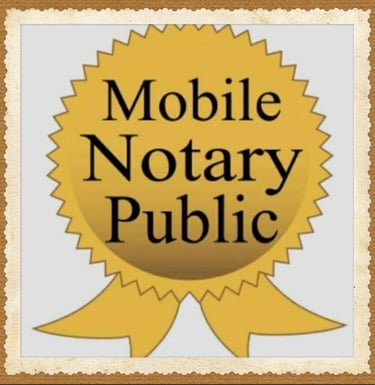 a badge with a gold medal for a mobile notary public service
