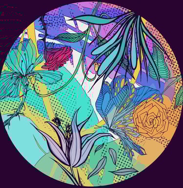 papillon et fleur peinture digital sur un enjoliveur pour fauteuil roulant "Olliver