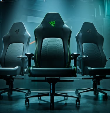 a row of chairs with a green leaf on the back