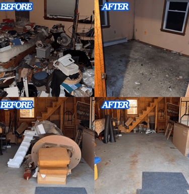 Items sorted for disposal and recycling during junk removal service