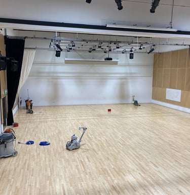 Whitley Bay HighSchool Refurbished Main hall 365m2 Sanding and Sealing