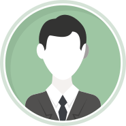 an avatar of a man in a suit and tie with a green background