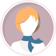 a avatar of  person with a blue scarf around their neck
