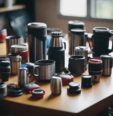 flat lay photography of eight coffee latte in mugs on round table