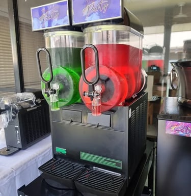 Slushie Machine setting the chilled vibes at a 40th Birthday in Redlandbay, Redlands - party hire by SweetAz Co.