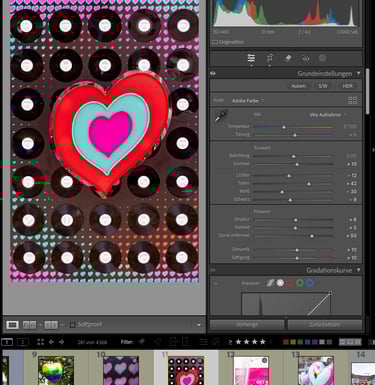 Lightroom-Oberfläche mit Farbverlauf und Histogramm – Beispiel aus dem Grundlagenkurs LrC
