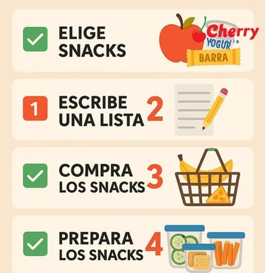 Infografía con 4 pasos para planear snacks.