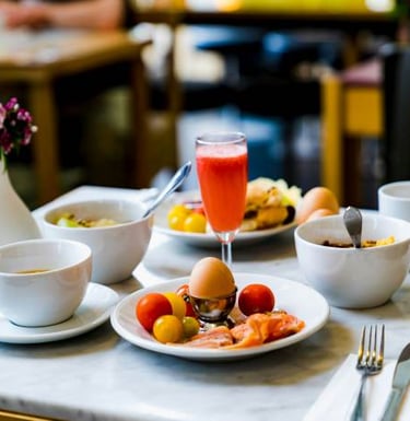 a table with breakfast