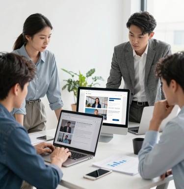 person holding pencil near laptop computer