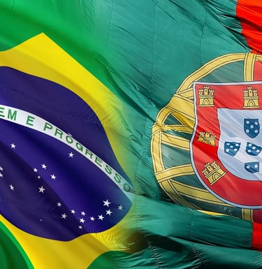 bandeira do Brasil e bandeira de portugal