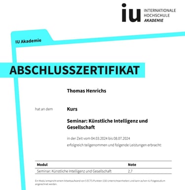 Internationale Hocheschule Zertifikat AU Í& Data Engineer