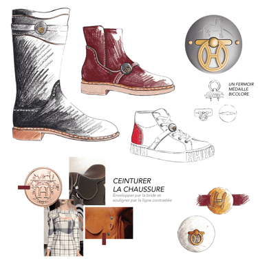 a picture of a pair of boots and a coin