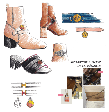 a drawing of a woman's shoes and accessories