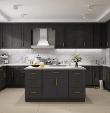 a kitchen with a marbled counter top and a marbled counter top