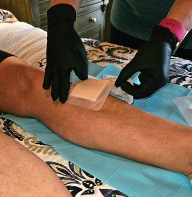 Physical and occupational therapy: performing wound care in a patient home.