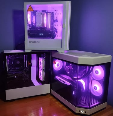 A group of gaming PCs set up to commemorate a successful season by the TCU Horned Frogs