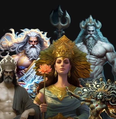 Collage of Greek mythology deities