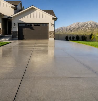 modern suburban home in South Jordan, Utah, with a smooth broom finish driveway
