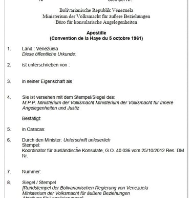 Traducción Jurada Apostilla La Haya, al alemán