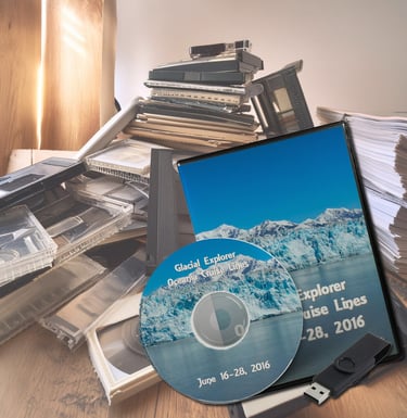 DVD over a stack of analog media