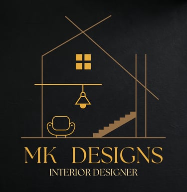 a black and gold logo for mkk designs