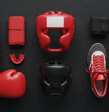 a variety of boxing gloves and gloves on a black background