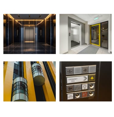 Commercial elevator lobby.
