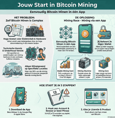 Info graphic jouw start in Bitcoin mining
