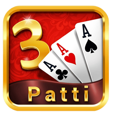 “Teen Patti (3 Patti) card game interface with three cards and virtual chips on a casino-style table