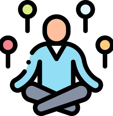 Personne en méditation avec plein d'idées