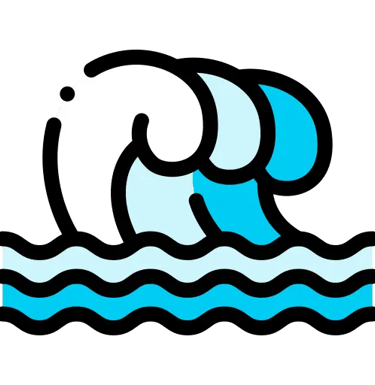 vagues blanche et bleue