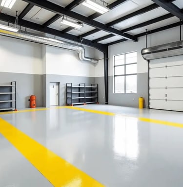 Industrial room with epoxy flooring