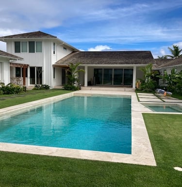 natural travertine stone pool border