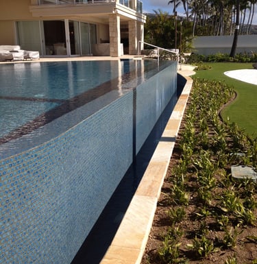natural stone pool tiling