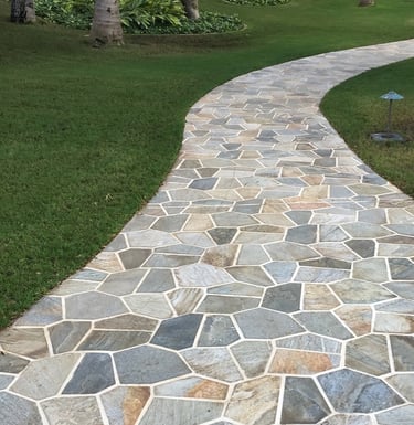 natural travertine stone path