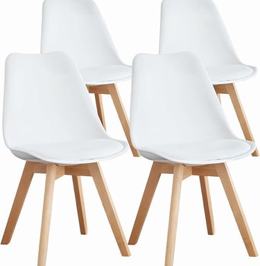 Low floor dining chair with minimalist white and wood design