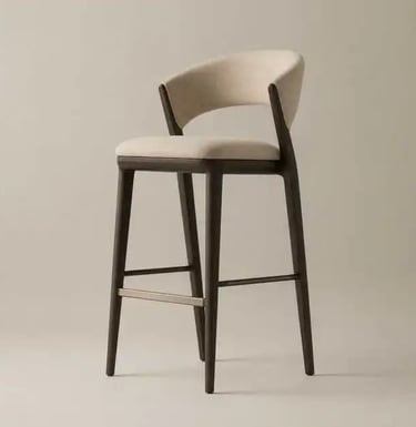 Modern Bar Stool – Upholstered Seat with Solid Wood Frame, Minimalist Luxury Design