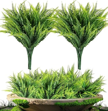Faux greenery for rustic bedrooms, artificial fern plants for farmhouse décor,