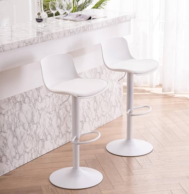 White Minimalist Bar Stools for Modern Kitchen Seating