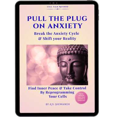Ebook Cover of "Pull The Plug On Anxiety" shown straight up inside a tablet