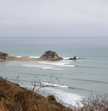 View of surfing spot from a far