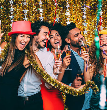 a group of friends having fun time at a party