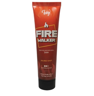 Inky Fire Walker 150ml soliariumo losjonas  raudona pakuotė su liepsnos simboliu su tinglu