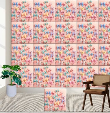 Kawaii Cute Nursery Pastel Bows & Candies Pattern Wallpaper